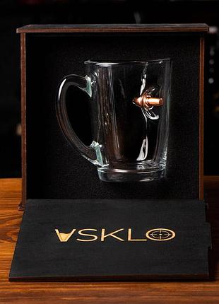 Чашка зі справжньою кулею 7.62 мм + деревʼяна коробка