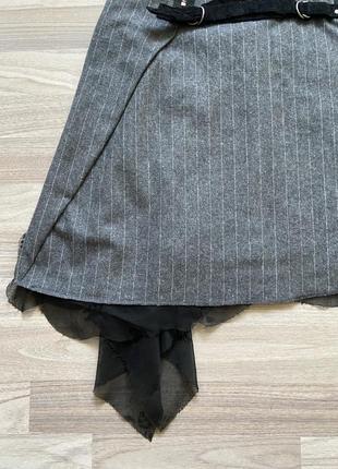 Винтажная асимметричная бандажная юбка с ремешками и кружевом в стиле печворк patchwork2 фото