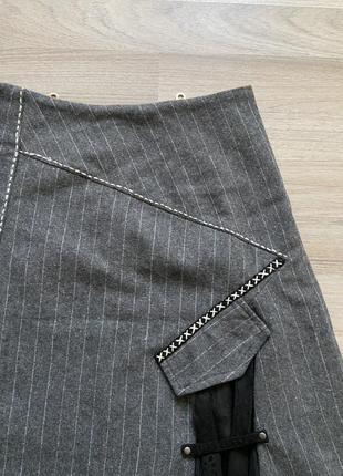 Винтажная асимметричная бандажная юбка с ремешками и кружевом в стиле печворк patchwork5 фото