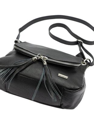Жіноча шкіряна сумка miamore 01-028 dollaro чорний -7 фото