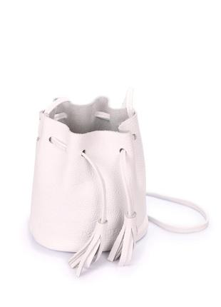 Женская кожаная сумочка на завязках poolparty bucket белая4 фото