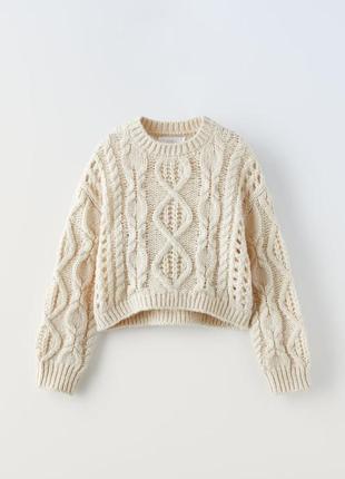 Укорочений свитер zara в’язаний светр zara, в’язана кофта zara укорочений светр на дівчинку 13/14 років. бренд zara.