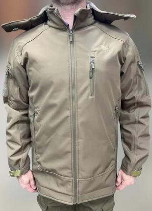 Куртка тактична wolftrap, softshell, колір олива, розмір xl, зимова флісова куртка для військових