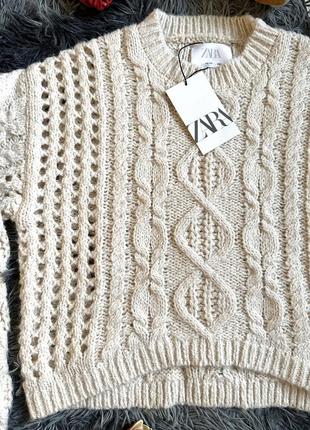 Укороченный свитер zara вязаный свитер zara, вязаная кофта zara укороченный свитер на девочку 13/14 лет. бренд zara.7 фото