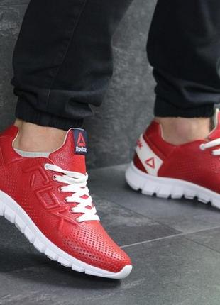 Кроссовки reebok, летние, перфорация,43 28 см,   44 28,5 см,   красные . новинка. кожа натуральная