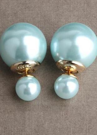 Серьги пусеты гвоздики мятные бирюзовые с лого