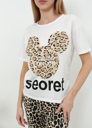 Стильная женская пижама 3в1, пижама в леопардовый принт, пижама с рисунком свободная7 фото