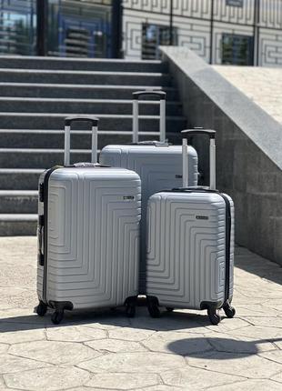 3 шт ударопрочный пластиковый комплект чемоданов дорожных на колесах 4 колеса