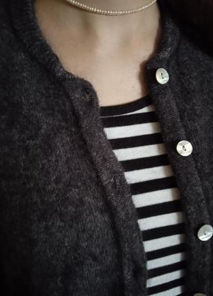 Классный кардиган с ворсом оверсайз мохер шерсть/ кофта свитер меланжевый4 фото