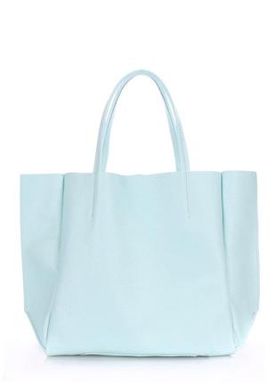 Женская кожаная сумка poolparty soho голубая1 фото
