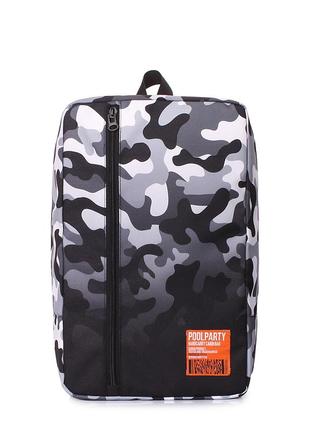 Рюкзак для ручної поклажі poolparty lowcost 40x25x20см ryanair / wizz air / мау камуфляжний1 фото
