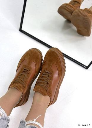 Комбинированные кеды - mary, ginger, натуральная кожа/замша