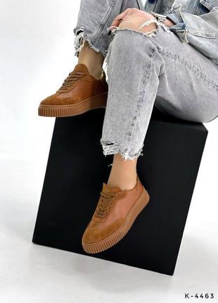 Комбинированные кеды - mary, ginger, натуральная кожа/замша