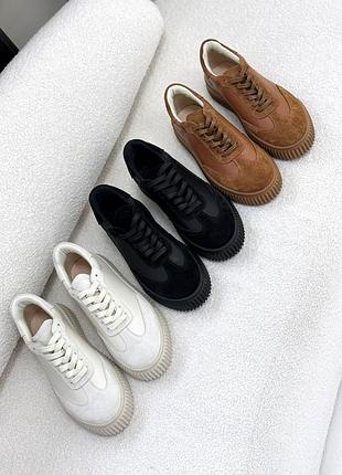 Комбинированные кеды - mary, ginger, натуральная кожа/замша