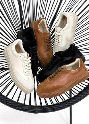 Комбинированные кеды - mary, ginger, натуральная кожа/замша