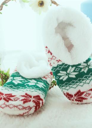 1-8/3 теплі тапочки-шкарпетки зі стоперами новорічні антисколь...