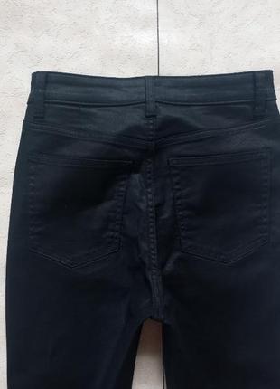 Брендовые черные джинсы скинни с пропиткой под кожу и высокой талией h&m, 36 размер.6 фото