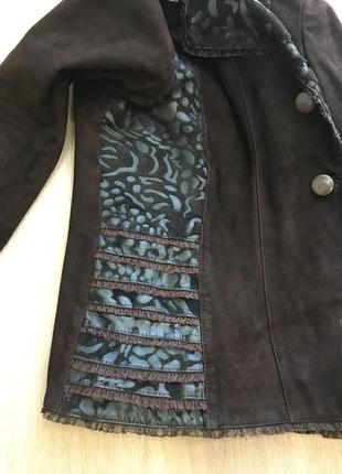 Кожаный замшевый пиджак, укорочённое пальто, демисезонное. м. отделка из пони2 фото