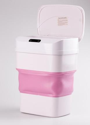 Відро для сміття автоматичне складане із сенсорною кришкою від 8 л до 17.5 л рожевий vt-332 фото