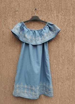 Сукня бавовняний сарафан відкриті плечі denim co3 фото