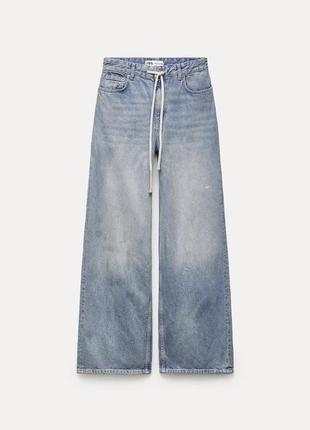Широкие джинсы со шнурком zara 36 384 фото