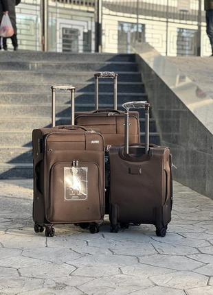 3 шт комплект чемоданов дорожный тканевый golden horse на колесах  с подшипником3 фото