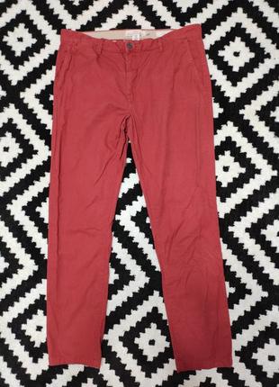 Брюки брюки мужские бордовые плотные slim fit прямые зауженные снизу повседневные h&amp;m, размер xxl
