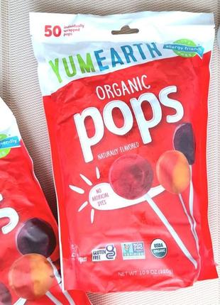 Органічні льодяники yumearth organic pops асорті на паличці 50 льодяників 310 г