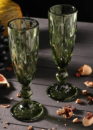Келих для шампанського olens смарагд 34215-5-1 150 мл зелений1 фото