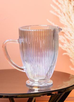 Глек для напоїв 1.2 л фігурний прозорий ребристий із товстого скла rainbow vt-33