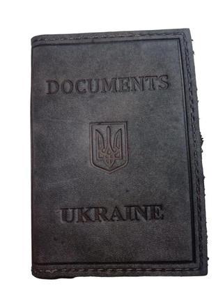 Кожаный картхолдер для документов украина серый