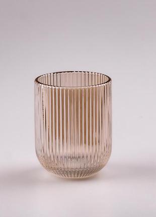 Склянка для напоїв фігурна прозора ребриста з товстого скла набір 6 шт tea color ku-22