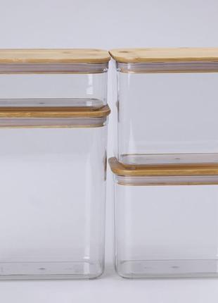 Банки для сыпучих продуктов набор из 4 шт стеклянные емкости для хранения с крышкой ku-22