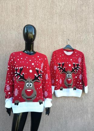 Светр новорічний family look светр новорічний з оленем m/l1 фото
