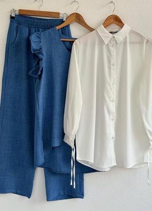 Костюм трійка блуза супер софт, штани та жилетка американський креп10 фото