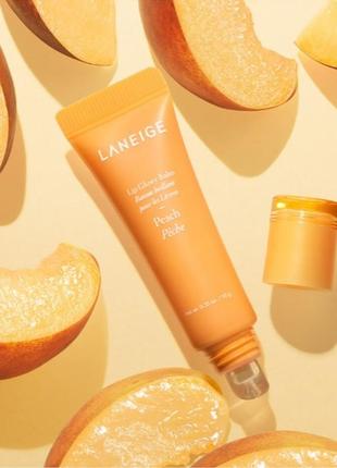 Зволожуючий та відновлюючий блиск-бальзам для губ laneige lip glowy balm peach 10 гр