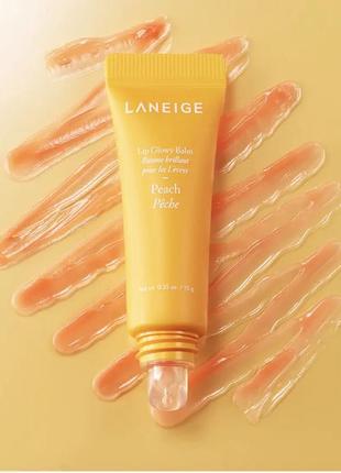 Зволожуючий та відновлюючий блиск-бальзам для губ laneige lip glowy balm peach 10 гр2 фото