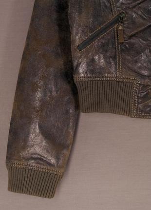 Новая женская кожаная куртка, бомбер "vera pelle" с эффектом состаривания. размер 48, м/l.7 фото