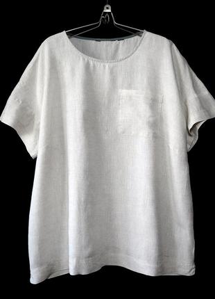 100% лен! качественная летняя льняная блузка свободного кроя р.20-22