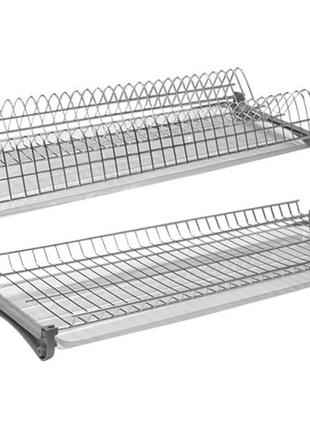 Сушка для посуды giff 900 мм. (l=864 мм.) хром (2 полки, 2 поддона, 4 крепления)10 фото