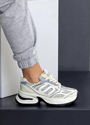 Крутые спортивные женские кроссовки с светоотражателями, качественная эко кожа со вставками текстилю2 фото