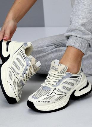 Крутые спортивные женские кроссовки с светоотражателями, качественная эко кожа со вставками текстилю7 фото