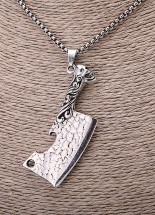Кулон на цепочке топор  молот  нержавеющая сталь