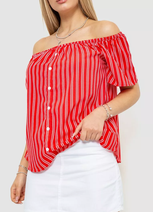 Блуза в смужку, колір червоний, 244r088-13 фото