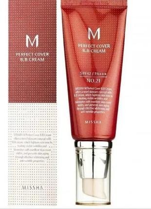 Bb-крем для обличчя missha m perfect cover bb cream spf 42/pa +++, 21 тон, 50 мл
