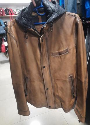 Мужская куртка кожаная massimo dutti