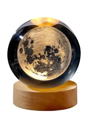Декоративный 3d ночник от power bank/ usb хрустальный шар луна
