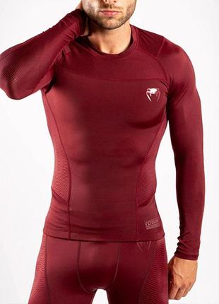 Рашгард лонгслів чоловічий venum g-fit rashguard long sleeves burgundy