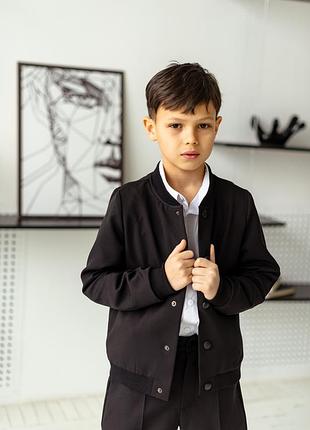 Бомпер детский, подростковый, классический, школьный, на кнопках, для мальчика, пиджак, черный