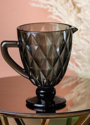 Кувшин для напитков 1 литр граненый, 🥤 кувшин для лимонада серый dm-11